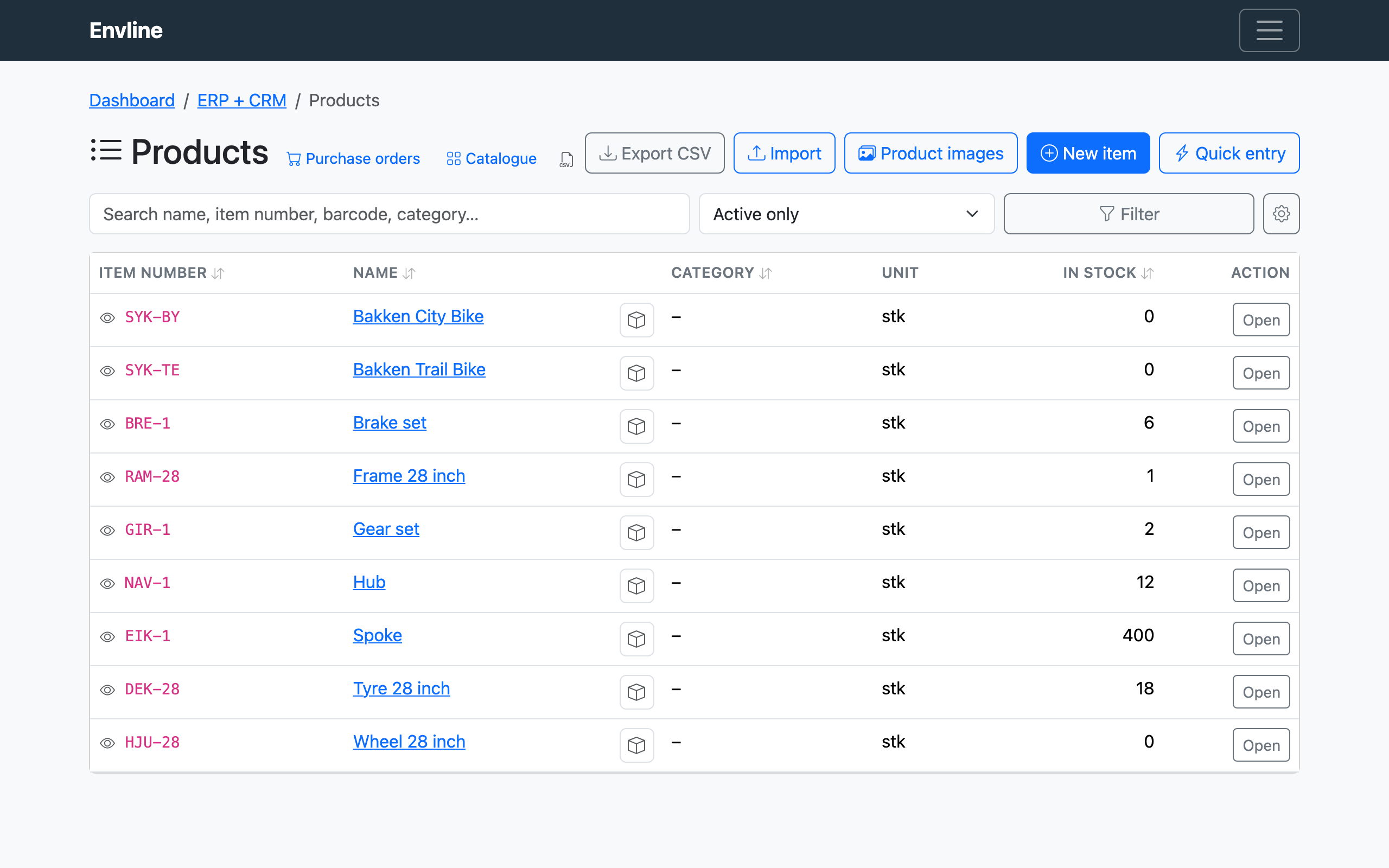 Envline: the catalogue with promised delivery dates